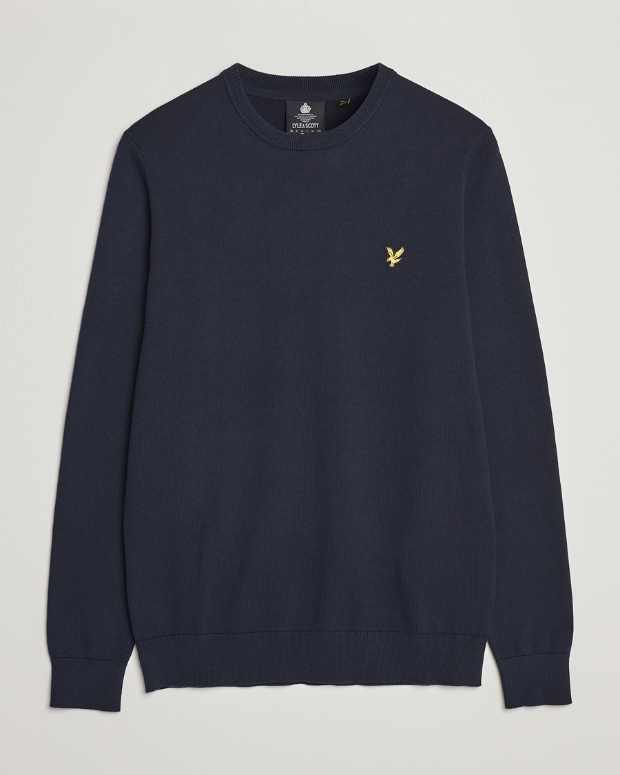 Hombres | Jerséis y prendas de punto | Lyle & Scott | Crew Neck Cotton Sweater Dark Navy