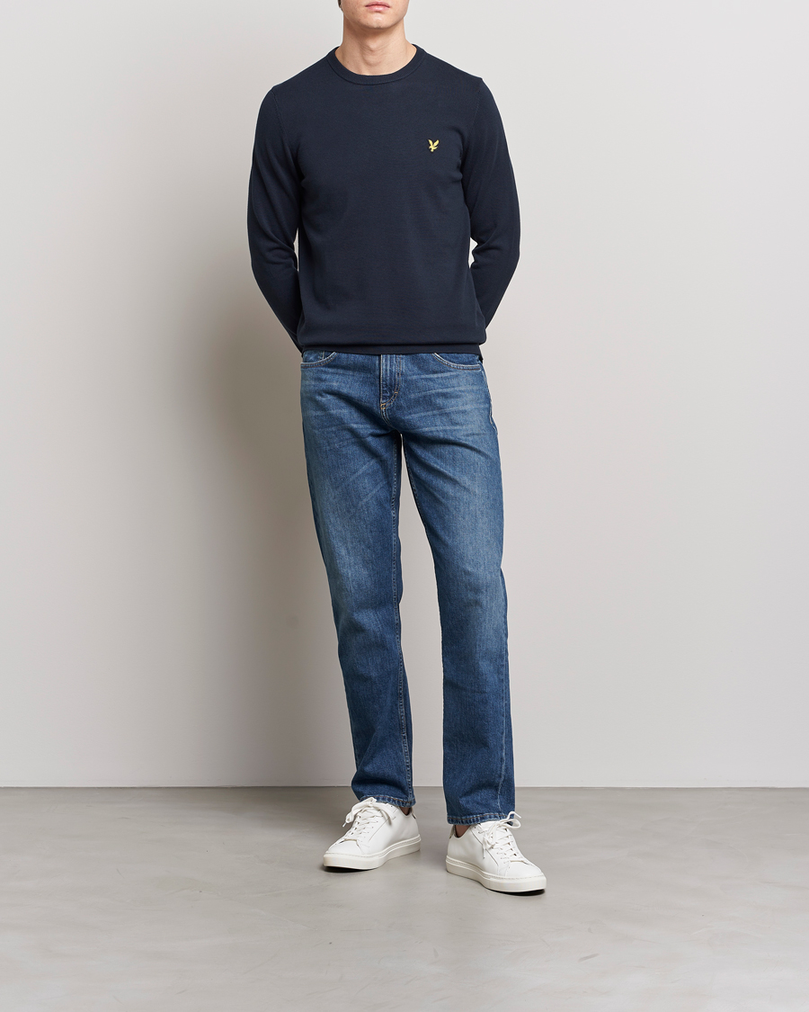 Hombres | Jerséis y prendas de punto | Lyle & Scott | Crew Neck Cotton Sweater Dark Navy