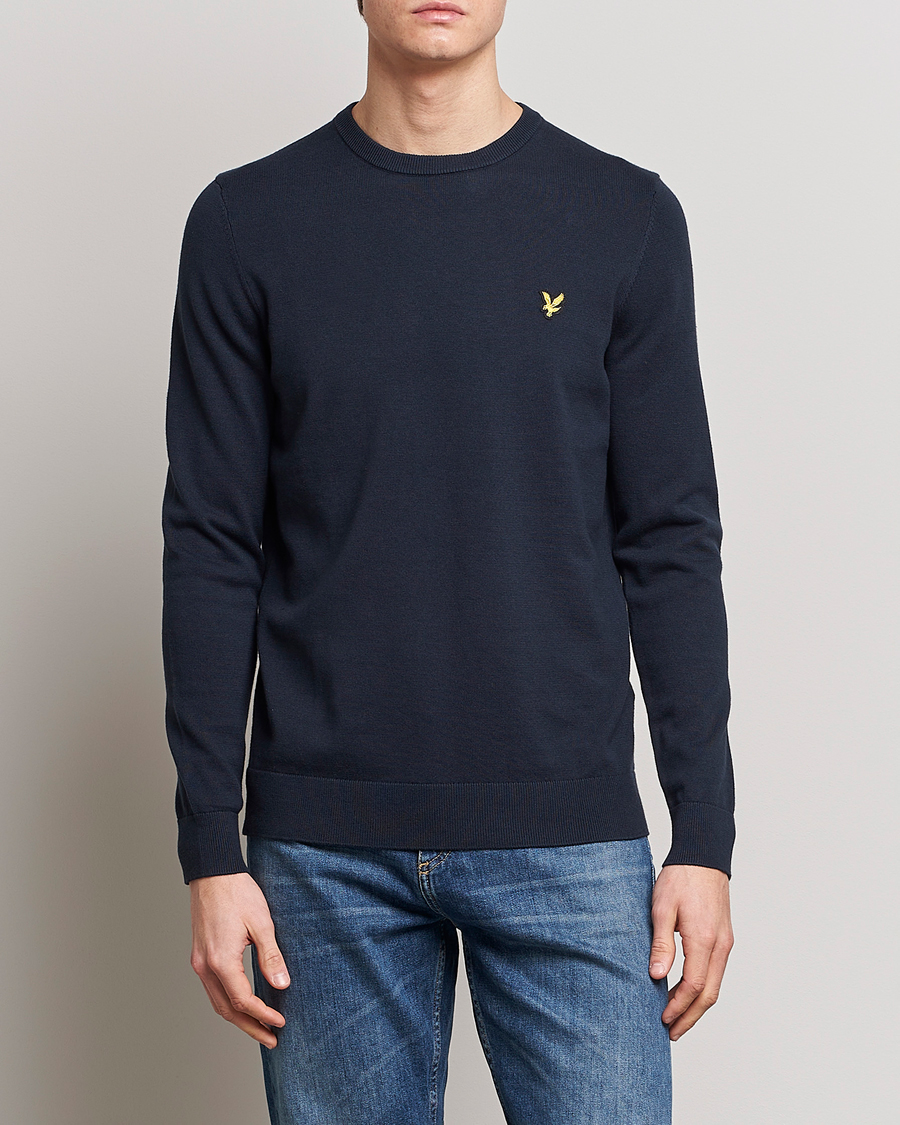 Hombres | Jerséis y prendas de punto | Lyle & Scott | Crew Neck Cotton Sweater Dark Navy