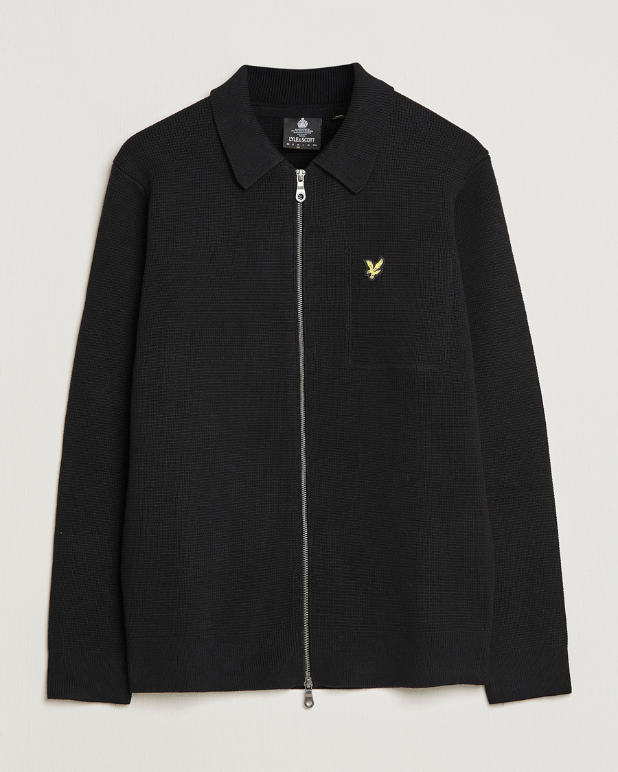 Hombres | Jerséis y prendas de punto | Lyle & Scott | Milano Full Zip Sweater Black