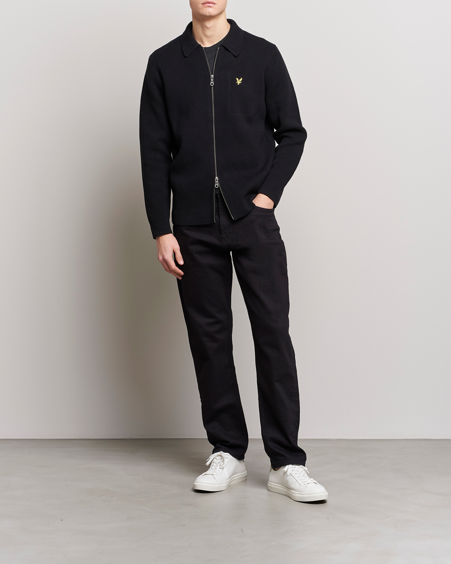 Hombres | Jerséis y prendas de punto | Lyle & Scott | Milano Full Zip Sweater Black