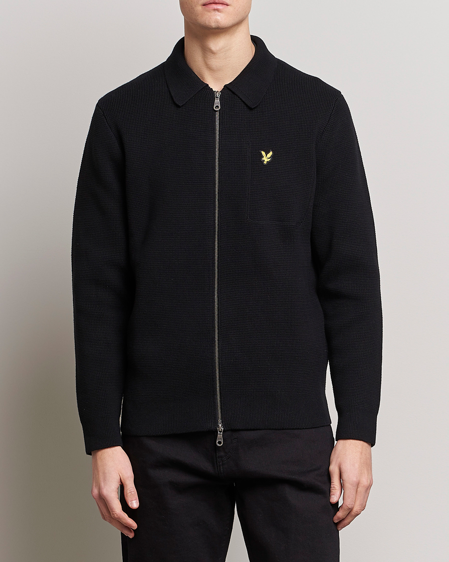 Hombres | Jerséis y prendas de punto | Lyle & Scott | Milano Full Zip Sweater Black