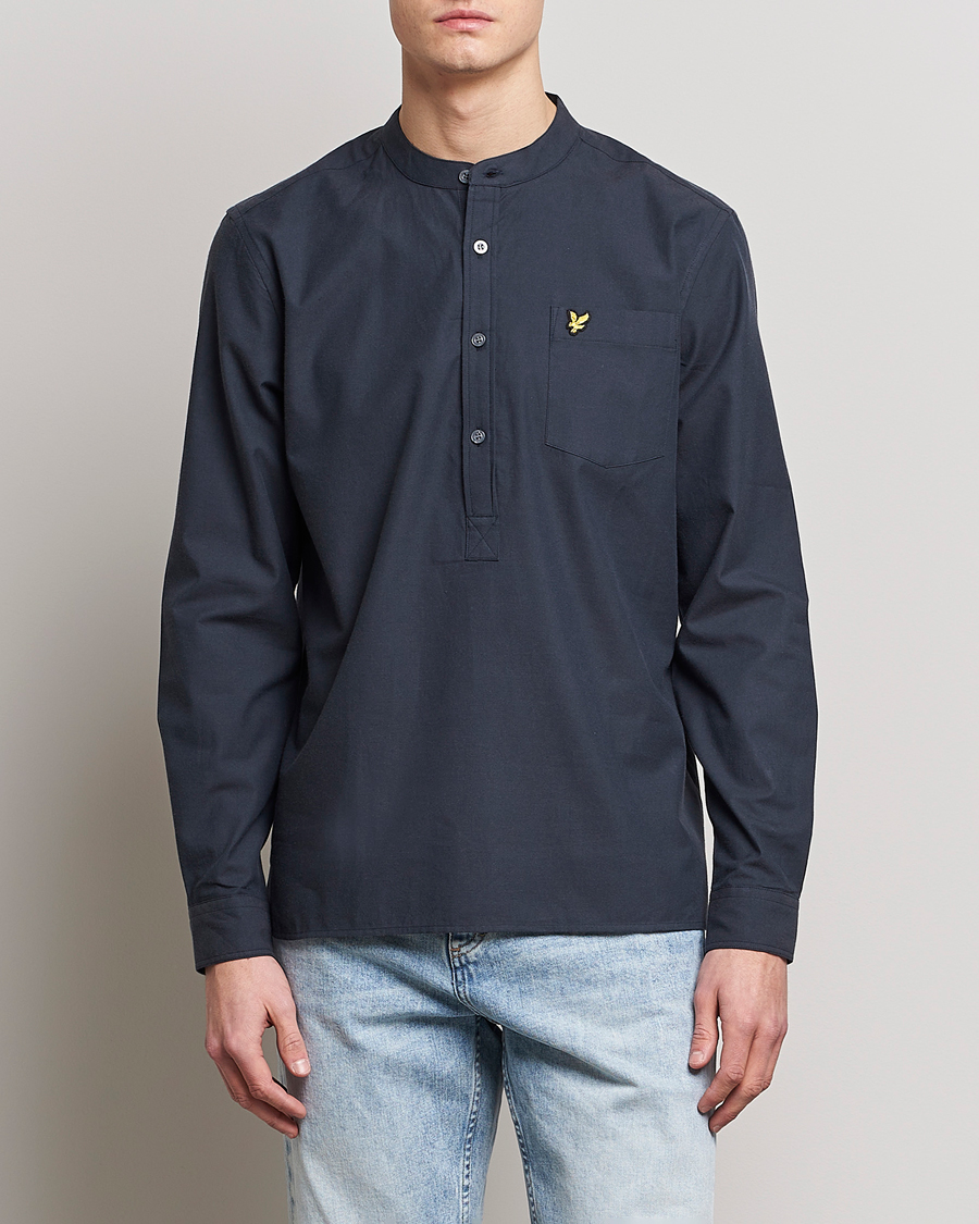 Hombres | Camisas | Lyle & Scott | Marl Grandad Shirt Dark Navy