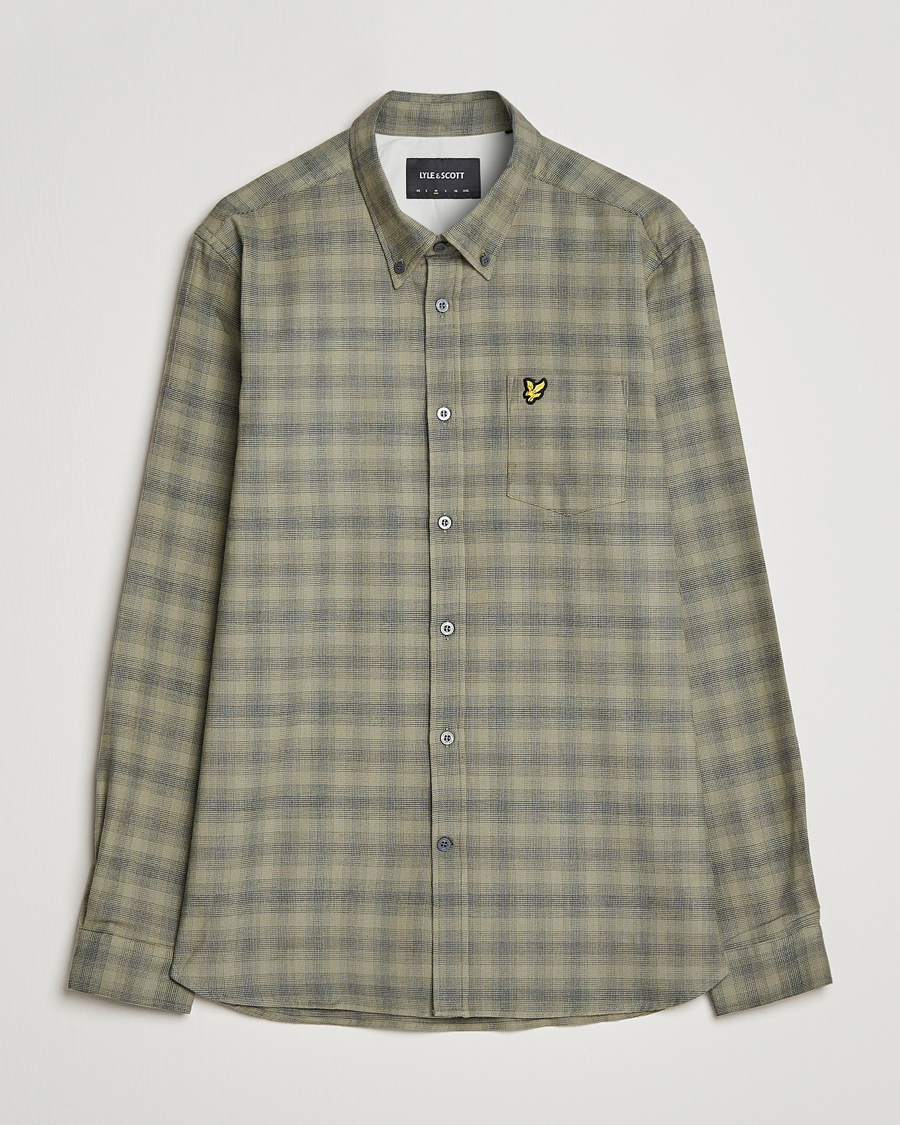 Hombres | Camisas | Lyle & Scott | Button Down Flannel Shirt Sea Weed