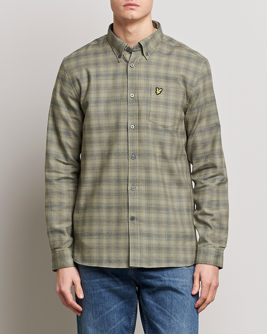 Hombres | Camisas | Lyle & Scott | Button Down Flannel Shirt Sea Weed