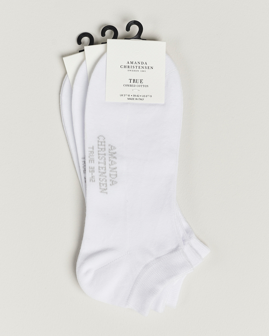 Hombres | Ropa interior y calcetines | Amanda Christensen | 3-Pack True Cotton Sneaker Socks White