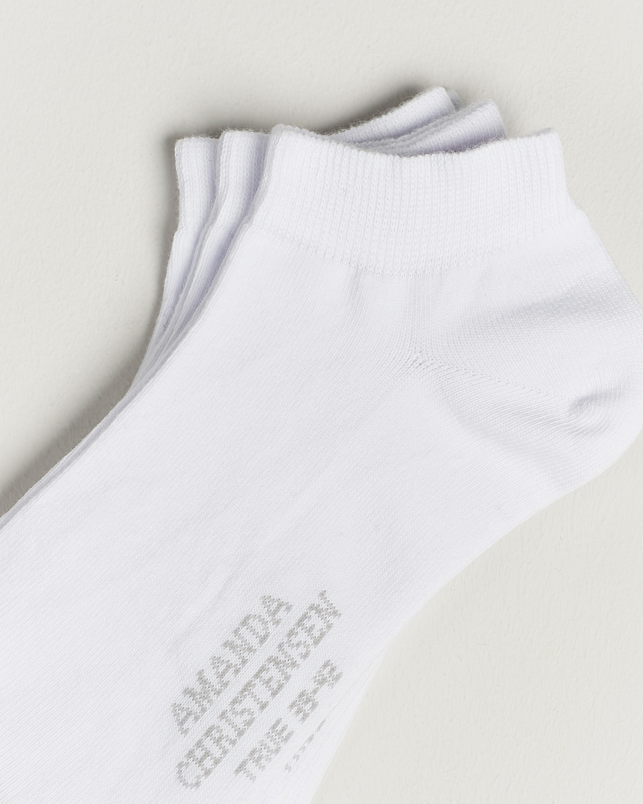 Hombres | Calcetines tobilleros | Amanda Christensen | 3-Pack True Cotton Sneaker Socks White
