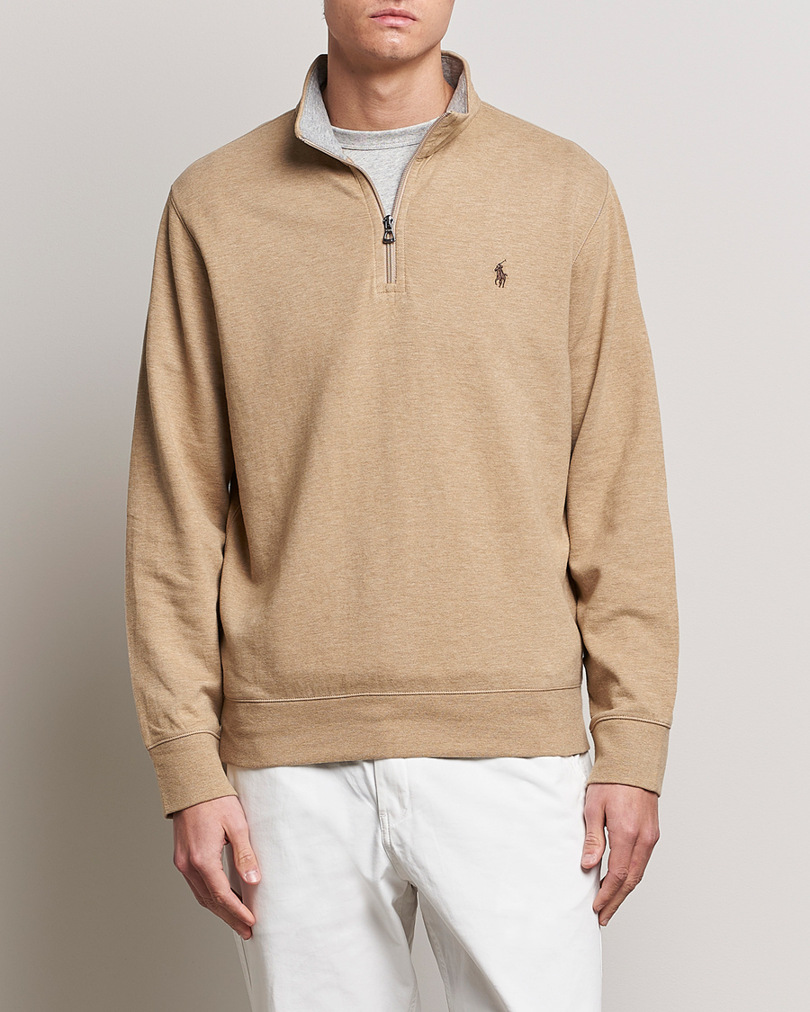 Hombres | Jerséis y prendas de punto | Polo Ralph Lauren | Tech Double Knit Half Zip Luxury Tan Heather