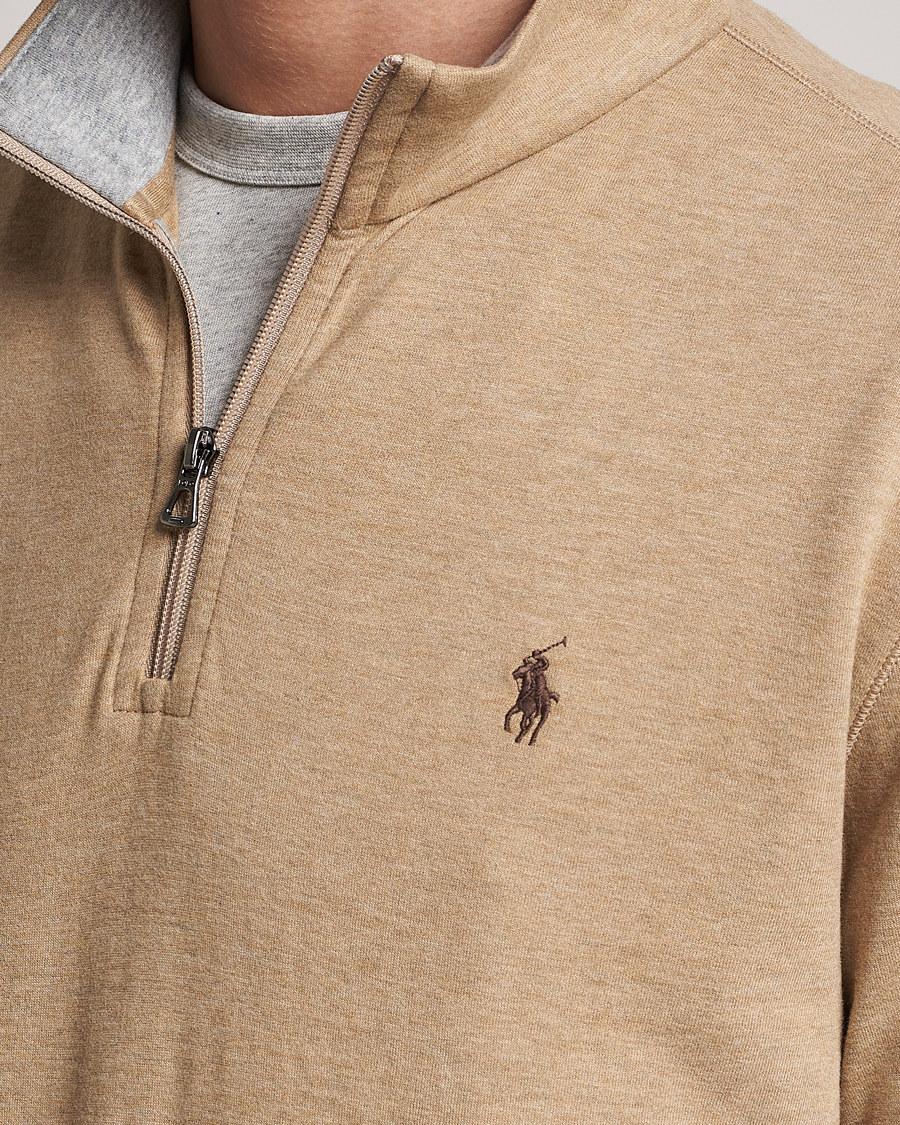 Hombres | Jerséis y prendas de punto | Polo Ralph Lauren | Tech Double Knit Half Zip Luxury Tan Heather