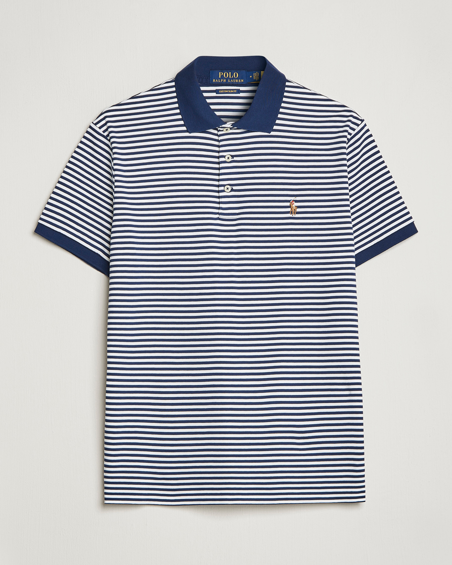 Hombres | Polos | Polo Ralph Lauren | Luxury Pima Cotton Striped Polo French Navy/White