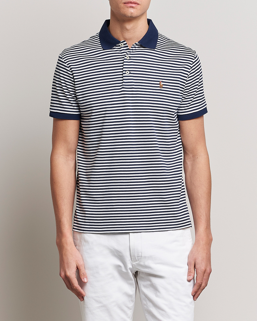 Hombres | Polos | Polo Ralph Lauren | Luxury Pima Cotton Striped Polo French Navy/White