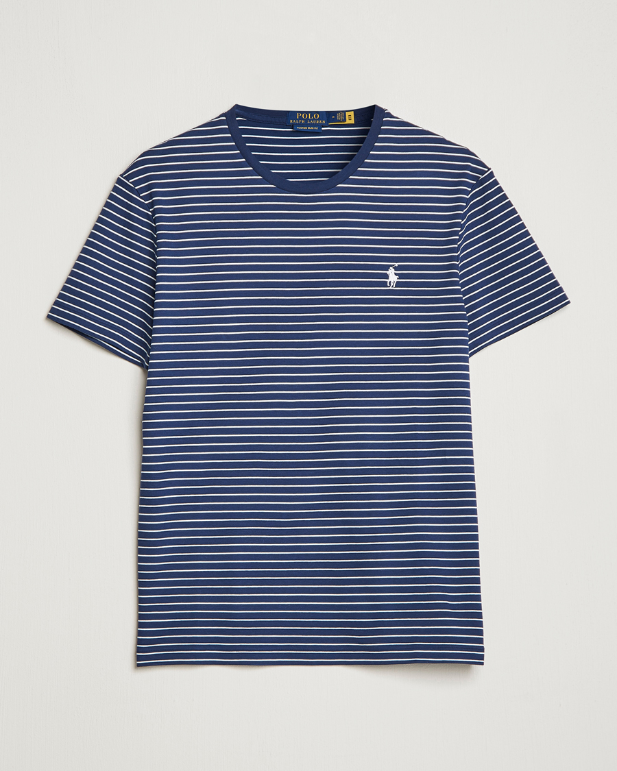 Hombres | Camisetas | Polo Ralph Lauren | Luxury Pima Cotton Striped T-shirt Navy/White