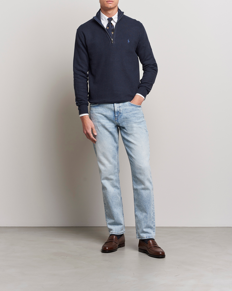 Hombres | Jerséis y prendas de punto | Polo Ralph Lauren | Textured Half-Zip Navy Heather