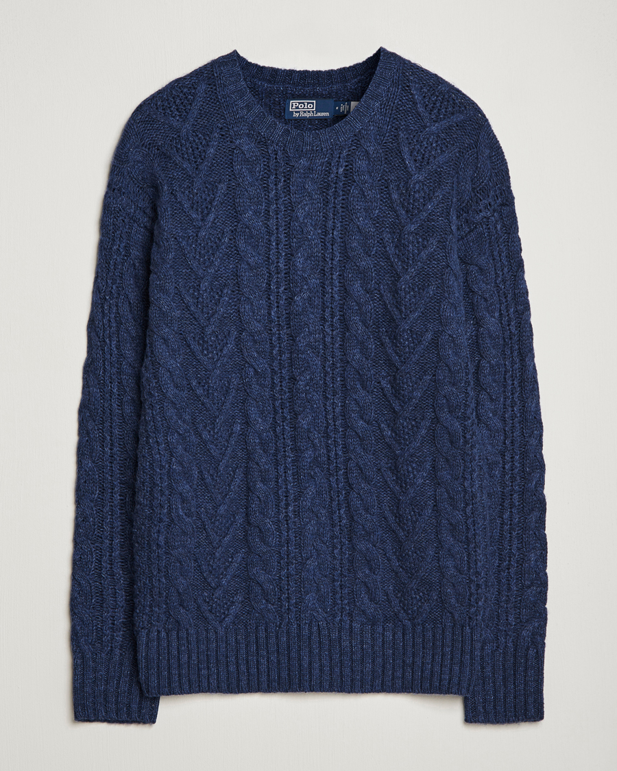 Hombres | Jerséis y prendas de punto | Polo Ralph Lauren | Knitted Fishermen Sweater Mid Blue Heather