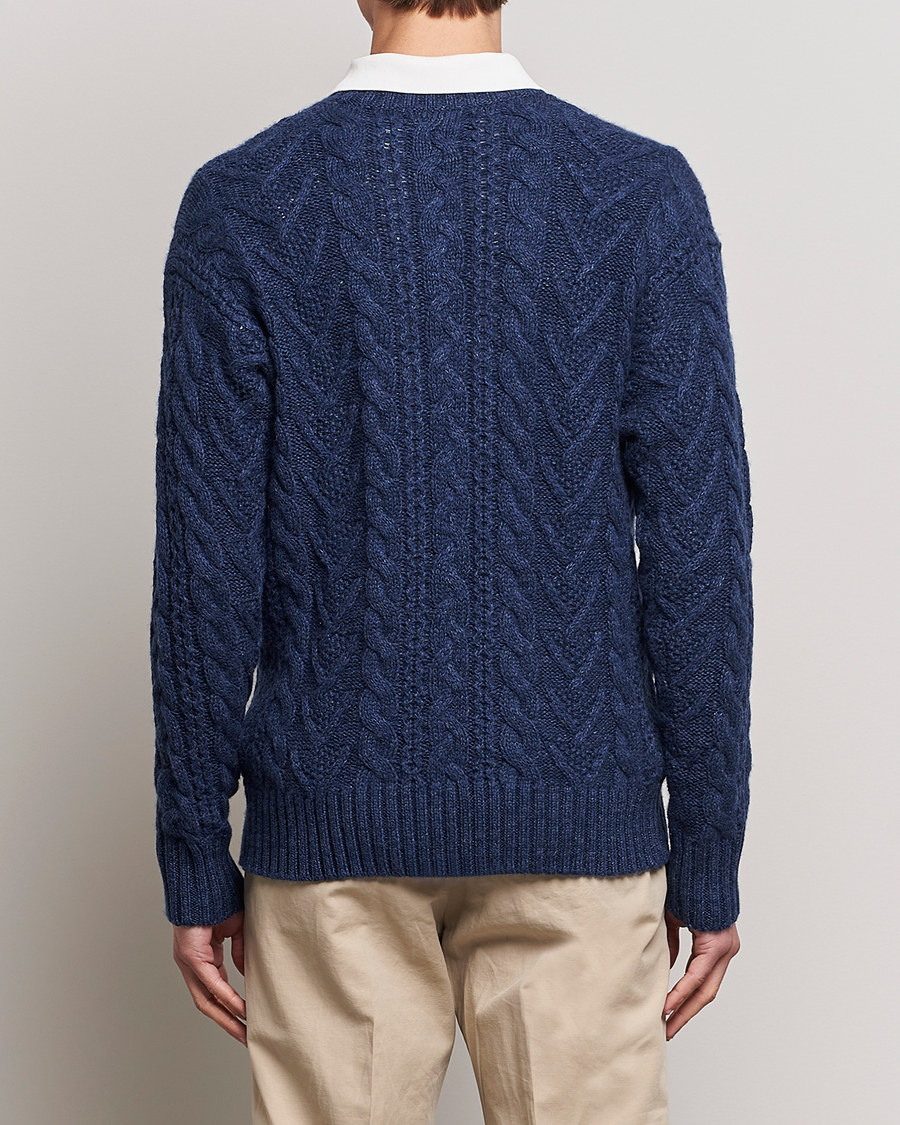Hombres | Jerséis y prendas de punto | Polo Ralph Lauren | Knitted Fishermen Sweater Mid Blue Heather