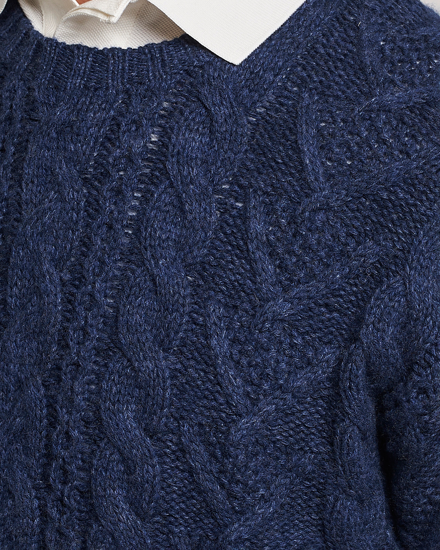 Hombres | Jerséis y prendas de punto | Polo Ralph Lauren | Knitted Fishermen Sweater Mid Blue Heather