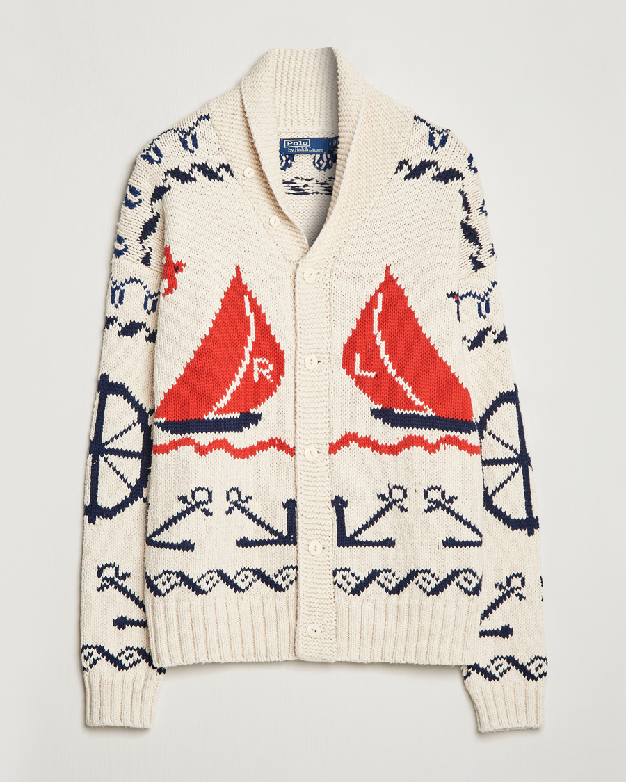 Hombres | Jerséis y prendas de punto | Polo Ralph Lauren | Knitted Fishermen Shawl Collar Cardigan Cream