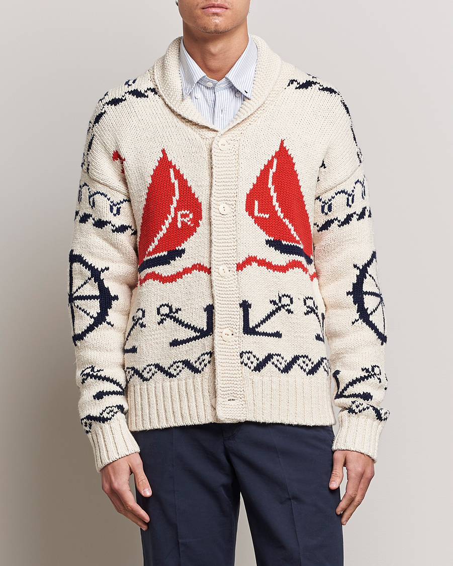 Hombres | Jerséis y prendas de punto | Polo Ralph Lauren | Knitted Fishermen Shawl Collar Cardigan Cream