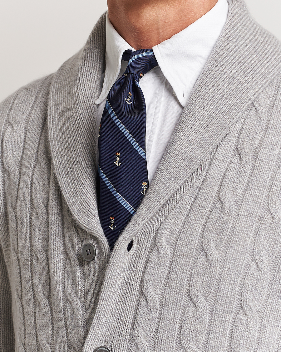 Hombres | Polo Ralph Lauren Vintage Striped Anchor Tie Navy/Blue | Polo Ralph Lauren | Vintage Striped Anchor Tie Navy/Blue