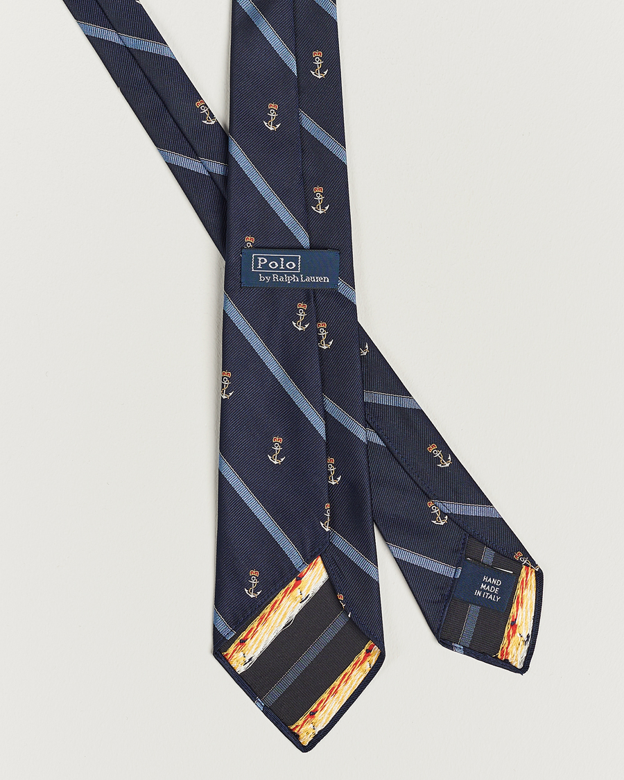 Hombres | Polo Ralph Lauren Vintage Striped Anchor Tie Navy/Blue | Polo Ralph Lauren | Vintage Striped Anchor Tie Navy/Blue
