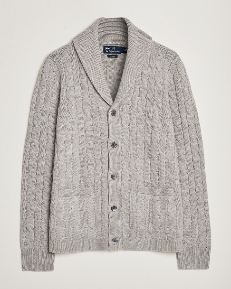 Hombres | Jerséis y prendas de punto | Polo Ralph Lauren | Cashmere Cable Shawl Collar Cardigan Grey Heather