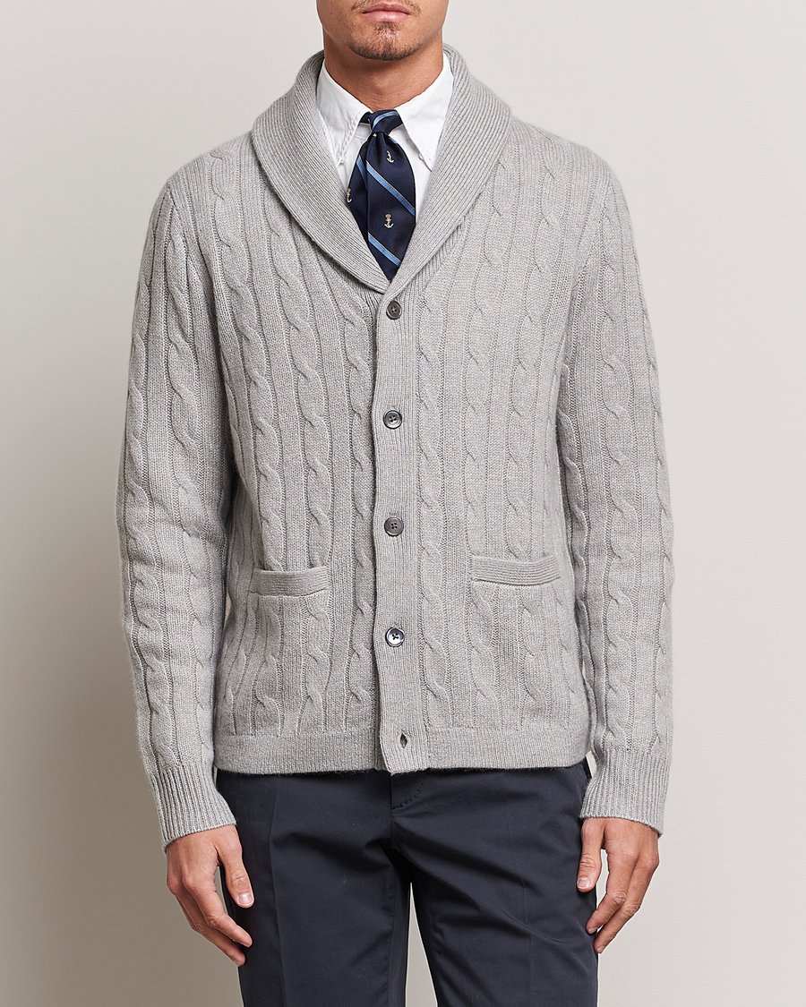 Hombres | Jerséis y prendas de punto | Polo Ralph Lauren | Cashmere Cable Shawl Collar Cardigan Grey Heather