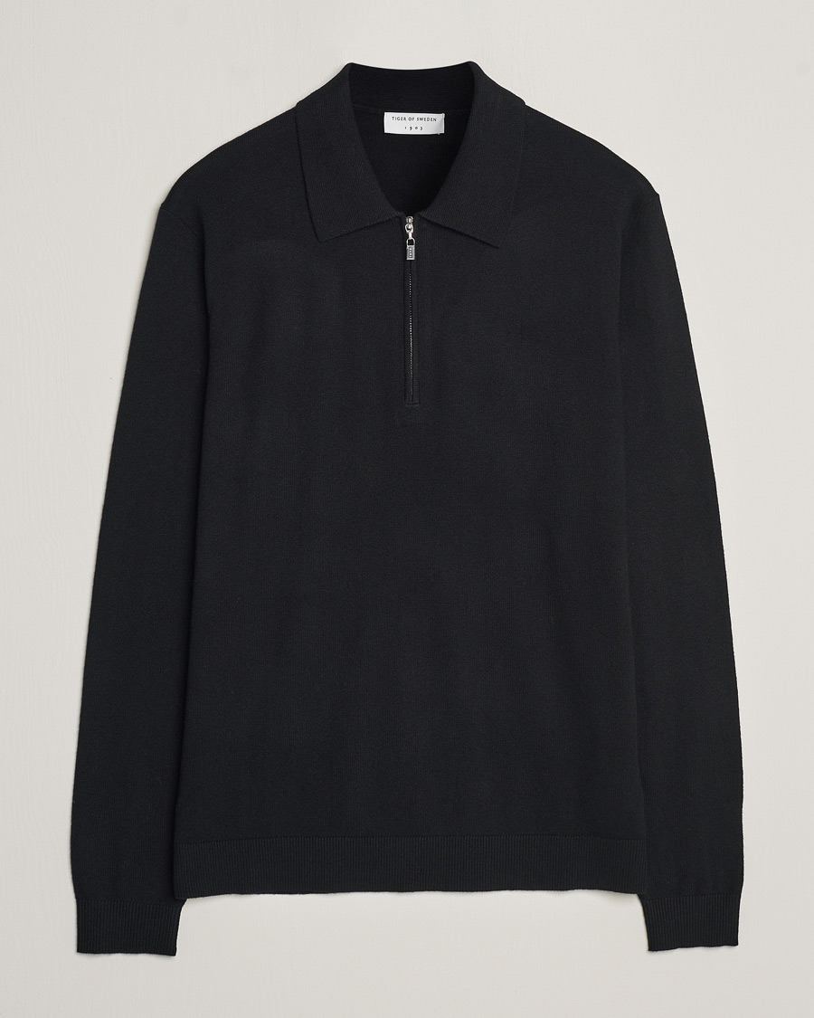 Hombres | Jerséis y prendas de punto | Tiger of Sweden | Orbit Half Zip Merino Black