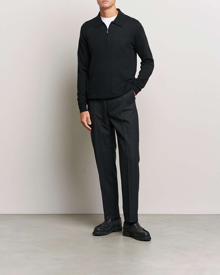Hombres | Jerséis y prendas de punto | Tiger of Sweden | Orbit Half Zip Merino Black