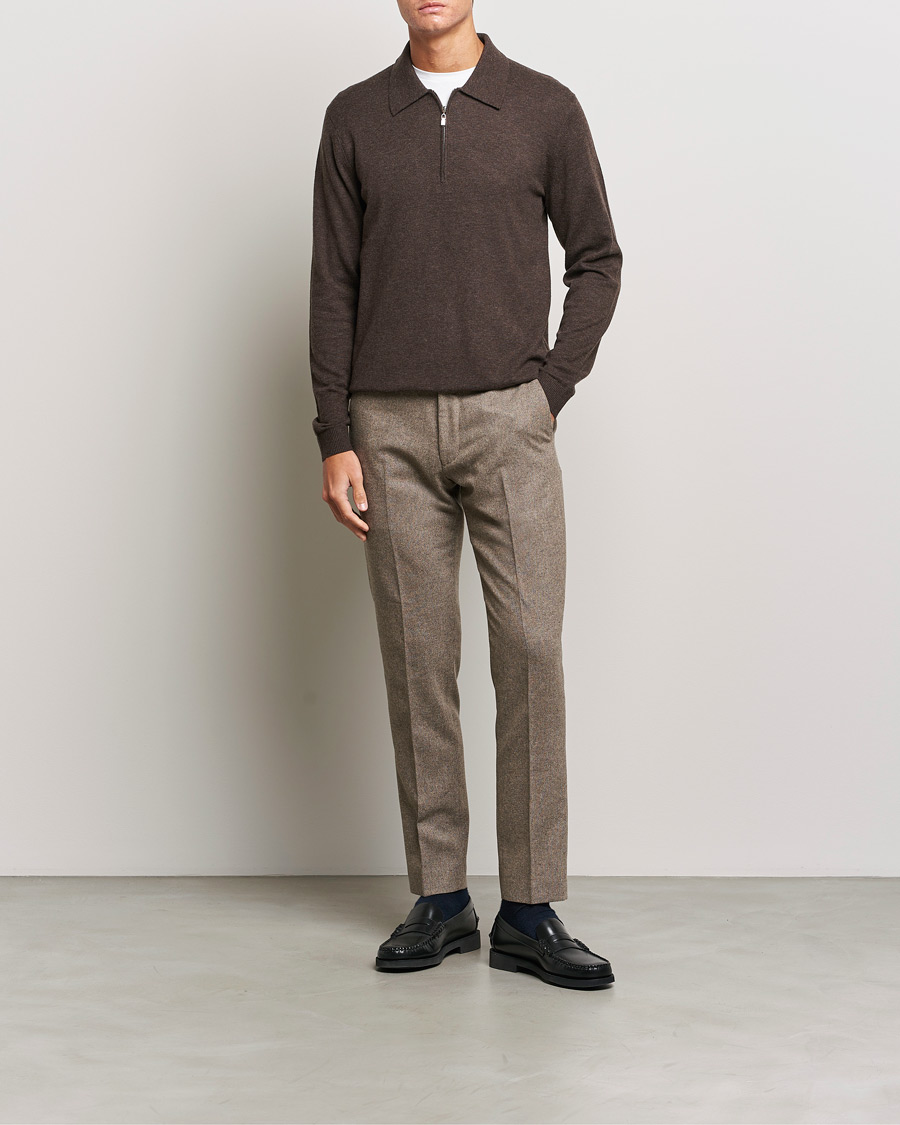 Hombres | Jerséis y prendas de punto | Tiger of Sweden | Orbit Half Zip Merino Coffee