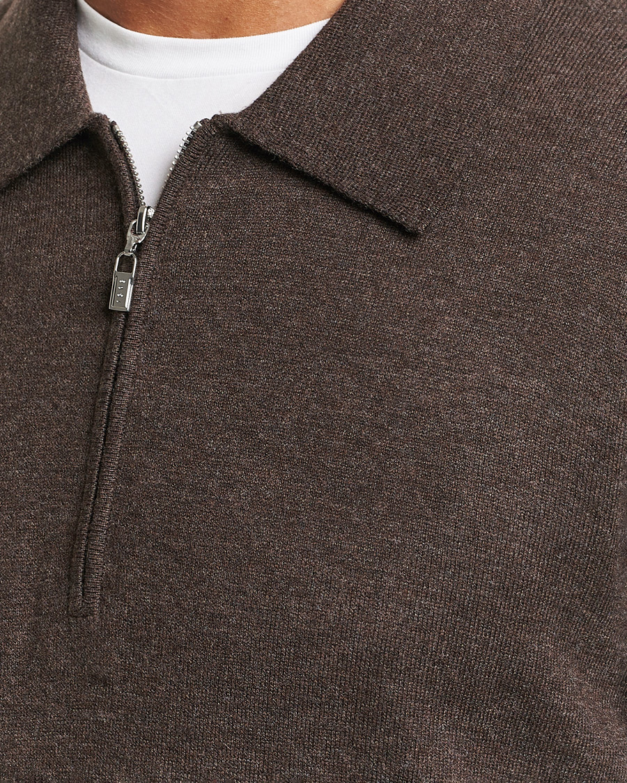 Hombres | Jerséis y prendas de punto | Tiger of Sweden | Orbit Half Zip Merino Coffee