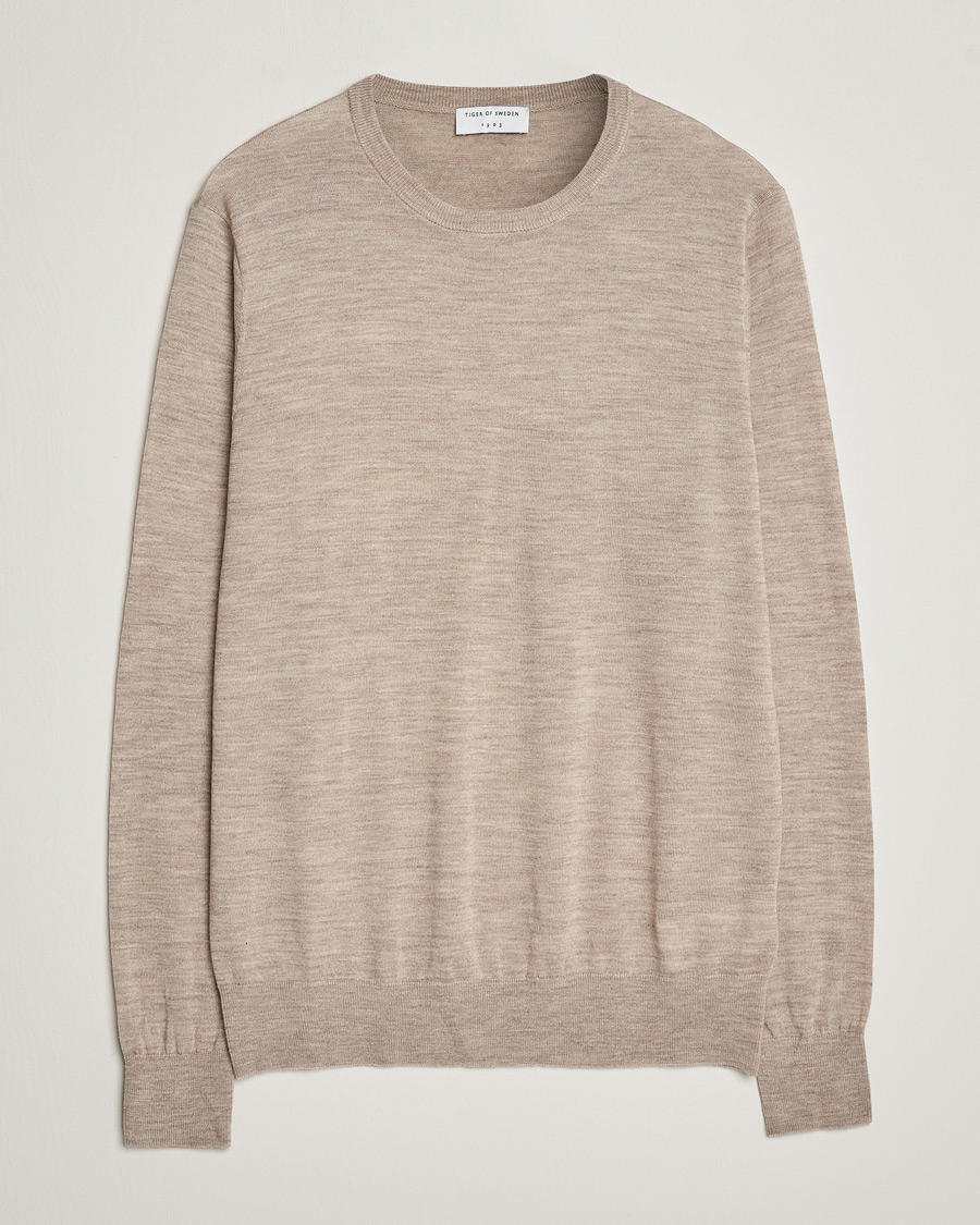 Hombres | Jerséis y prendas de punto | Tiger of Sweden | Nichols Crew Neck Pullover Beige Melange