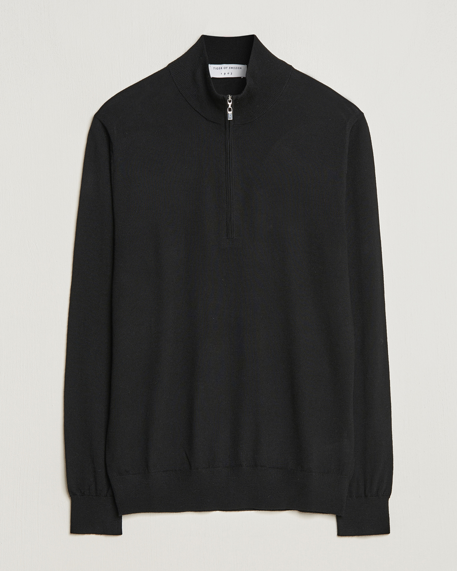 Hombres | Jerséis y prendas de punto | Tiger of Sweden | Errol Merino Half Zip Black