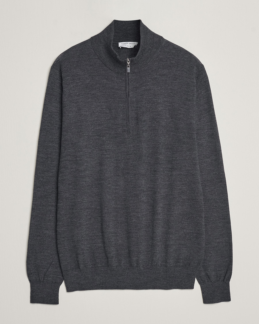 Hombres | Jerséis y prendas de punto | Tiger of Sweden | Errol Merino Half Zip Grey