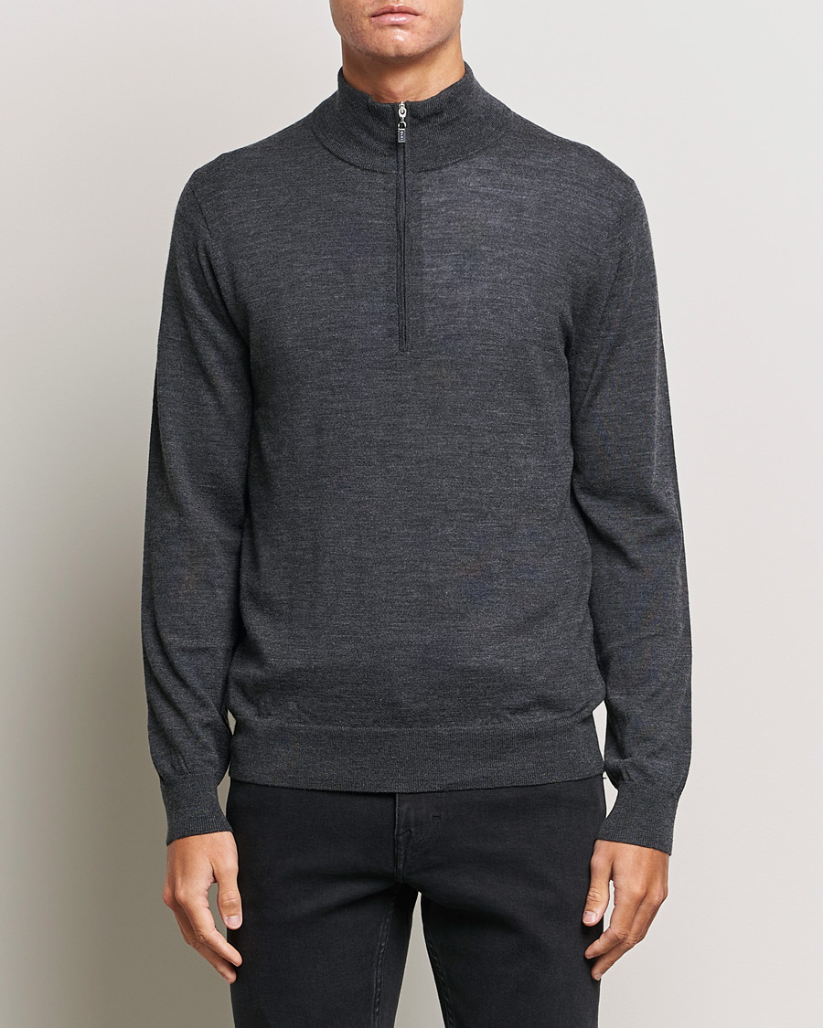 Hombres | Jerséis y prendas de punto | Tiger of Sweden | Errol Merino Half Zip Grey