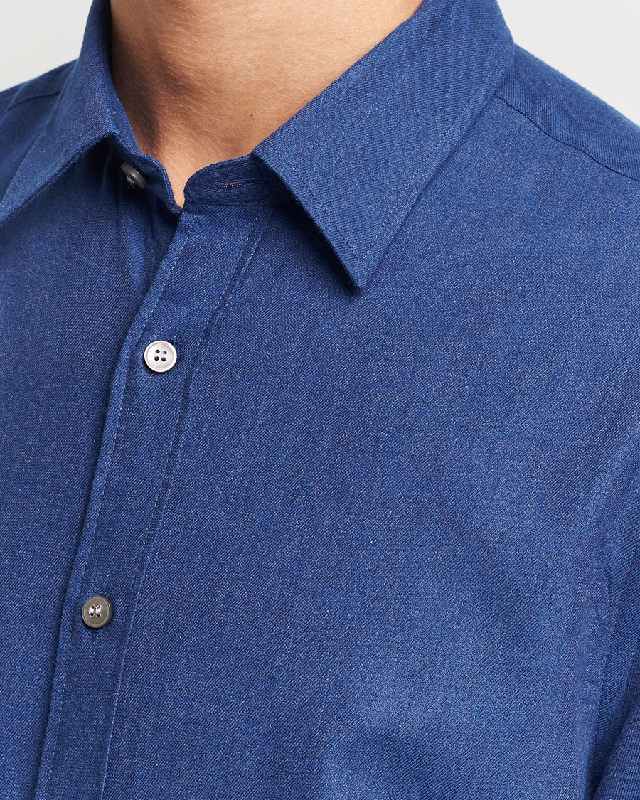 Hombres | Camisas | Tiger of Sweden | Benjamin Flannel Shirt  Blue Melange