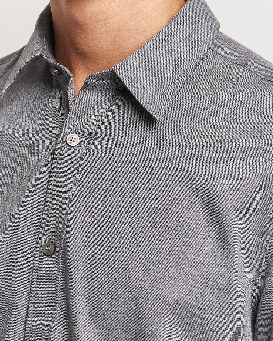 Hombres | Camisas | Tiger of Sweden | Benjamin Flannel Shirt  Grey Melange