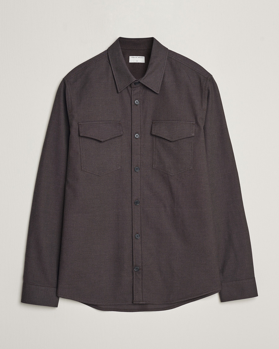 Hombres | Camisas | Tiger of Sweden | Arnou Cotton Pocket Shirt Brown