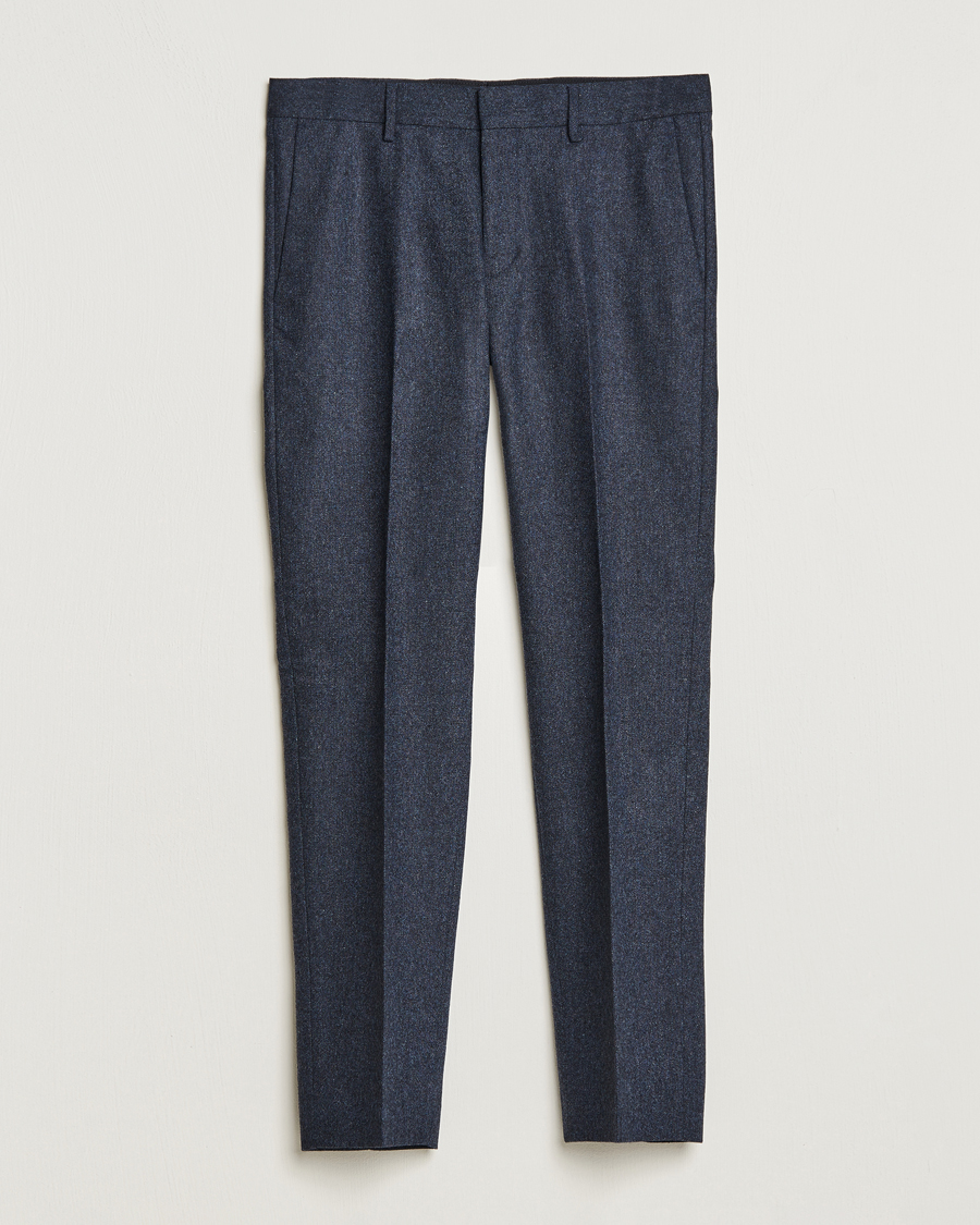 Hombres | Pantalones | Tiger of Sweden | Tenutas Brushed Wool Trousers Midnight Blue