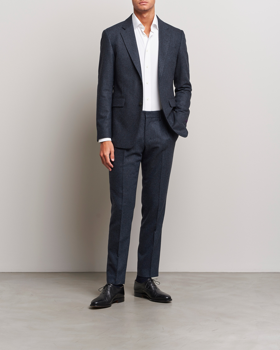 Hombres | Pantalones | Tiger of Sweden | Tenutas Brushed Wool Trousers Midnight Blue