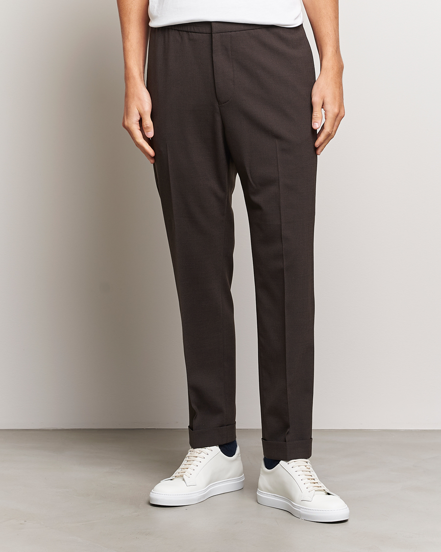 Hombres |  | Tiger of Sweden | Taven Drawstring Wool Trousers Coffee