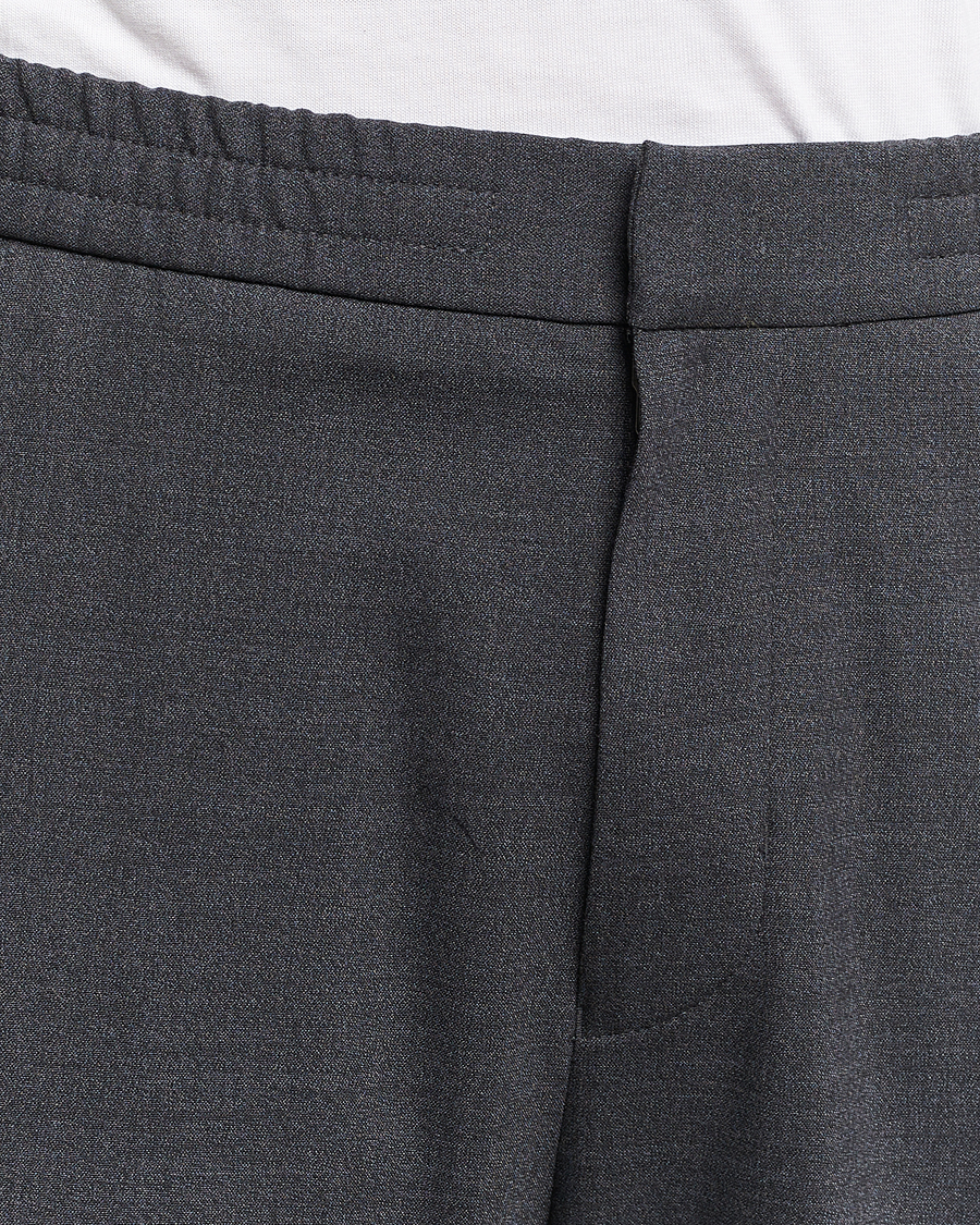 Hombres | Pantalones | Tiger of Sweden | Taven Drawstring Wool Trousers Dark Grey Melange