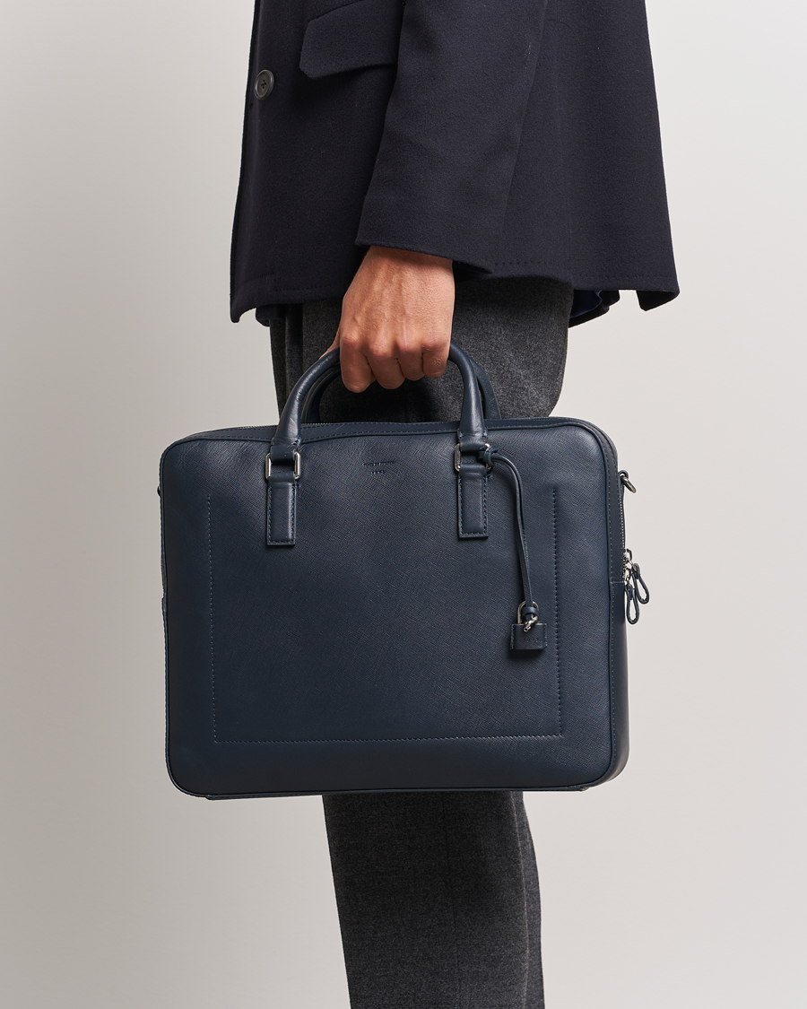 Hombres |  | Tiger of Sweden | Bowe Leather Briefcase Midnight Blue