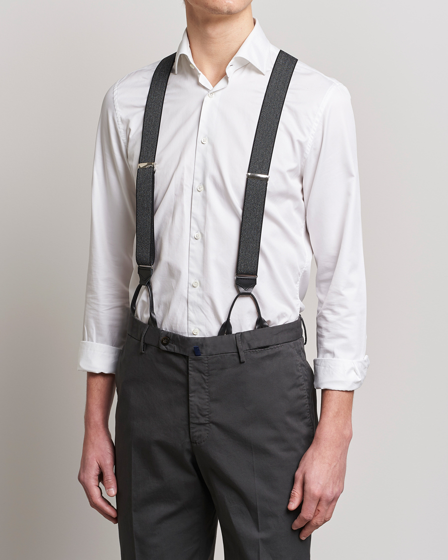 Hombres | Stylesegment formal | Albert Thurston | Elastic Herringbone Braces 35mm Grey