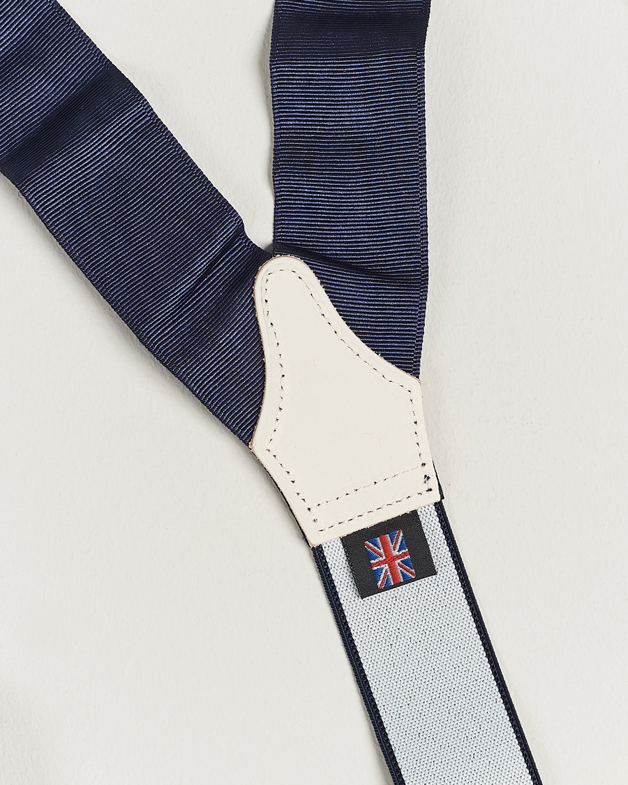 Hombres | Albert Thurston Moiré Braces 40mm Navy | Albert Thurston | Moiré Braces 40mm Navy