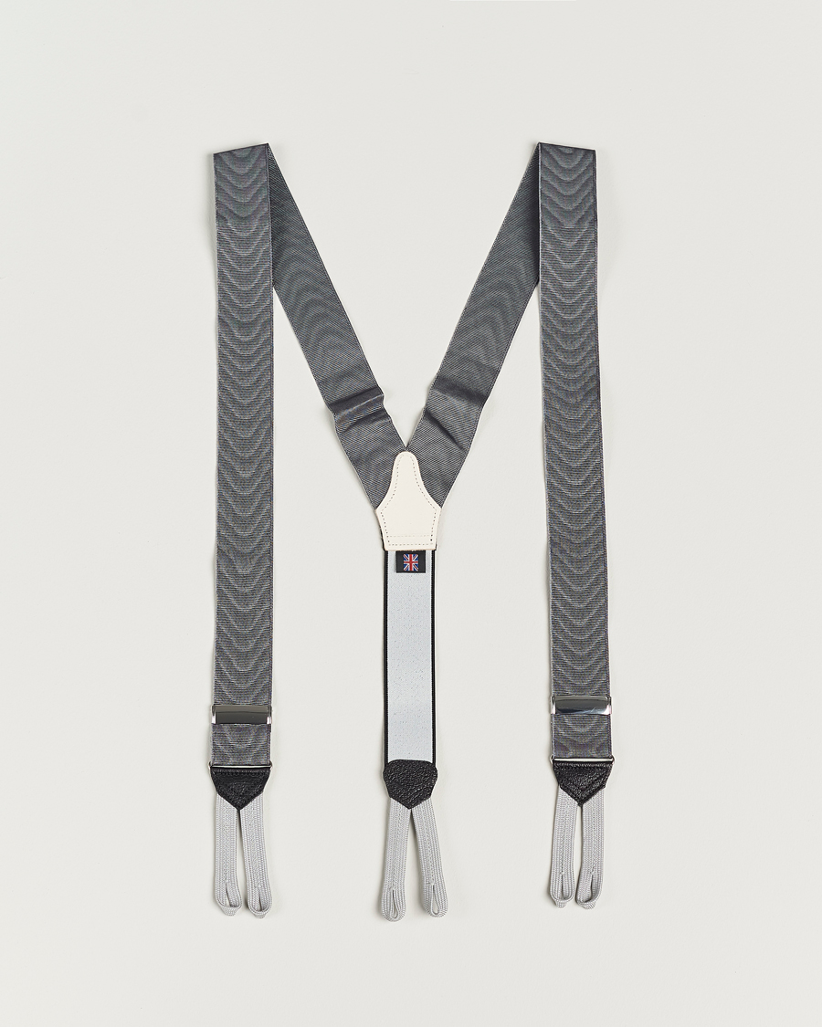 Hombres | Albert Thurston Moiré Braces 40mm Grey | Albert Thurston | Moiré Braces 40mm Grey