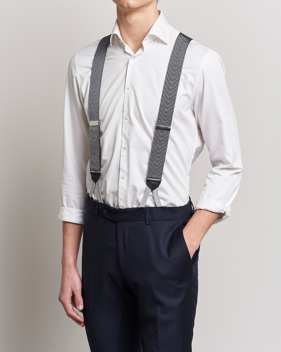 Hombres | Stylesegment formal | Albert Thurston | Moiré Braces 40mm Grey
