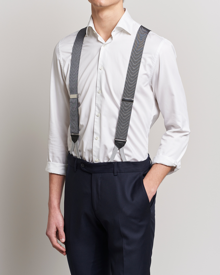 Hombres | Albert Thurston Moiré Braces 40mm Grey | Albert Thurston | Moiré Braces 40mm Grey