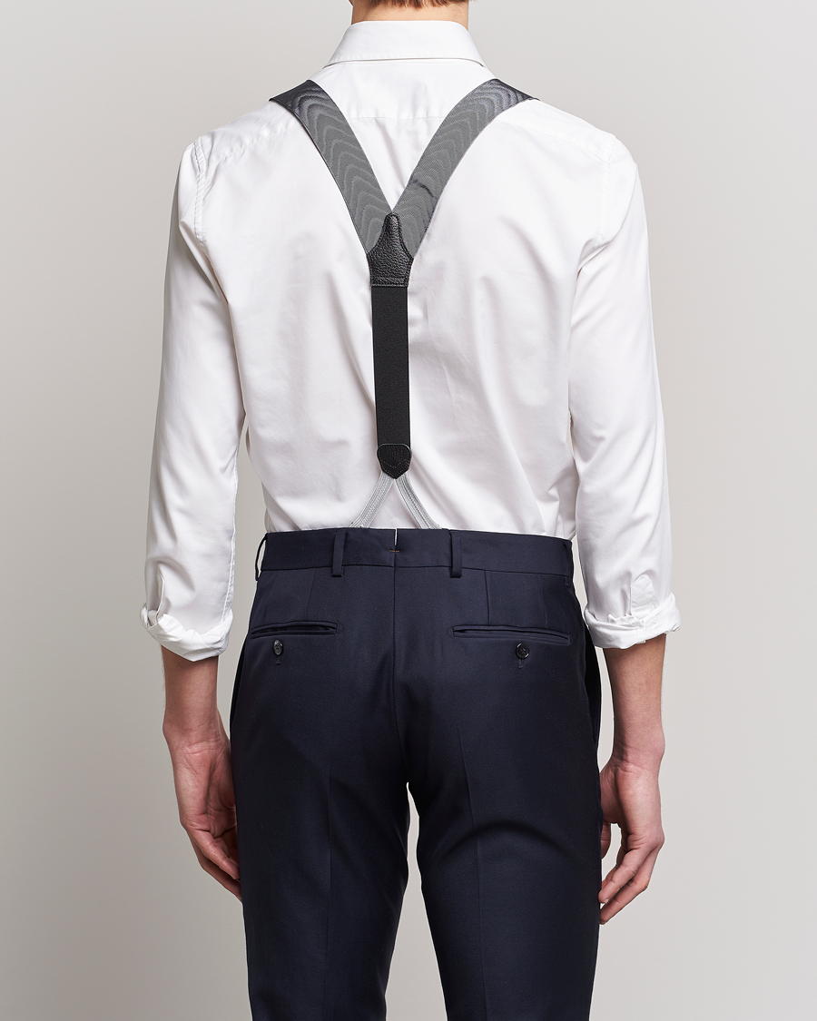 Hombres | Albert Thurston Moiré Braces 40mm Grey | Albert Thurston | Moiré Braces 40mm Grey