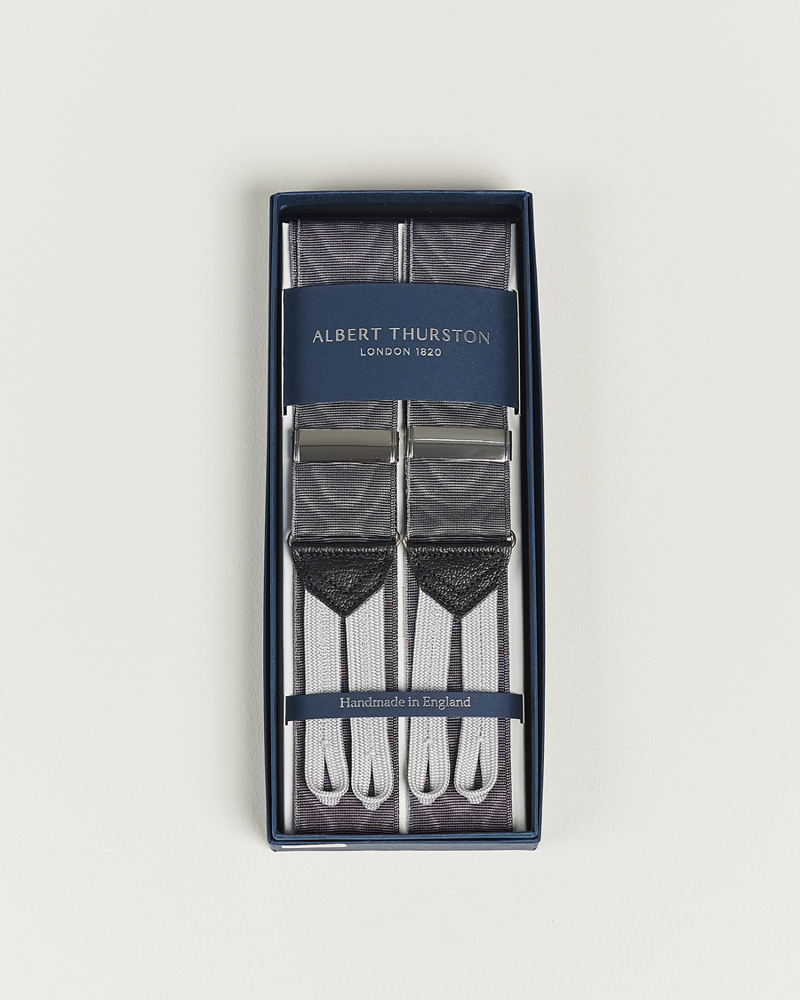 Hombres | Albert Thurston Moiré Braces 40mm Grey | Albert Thurston | Moiré Braces 40mm Grey