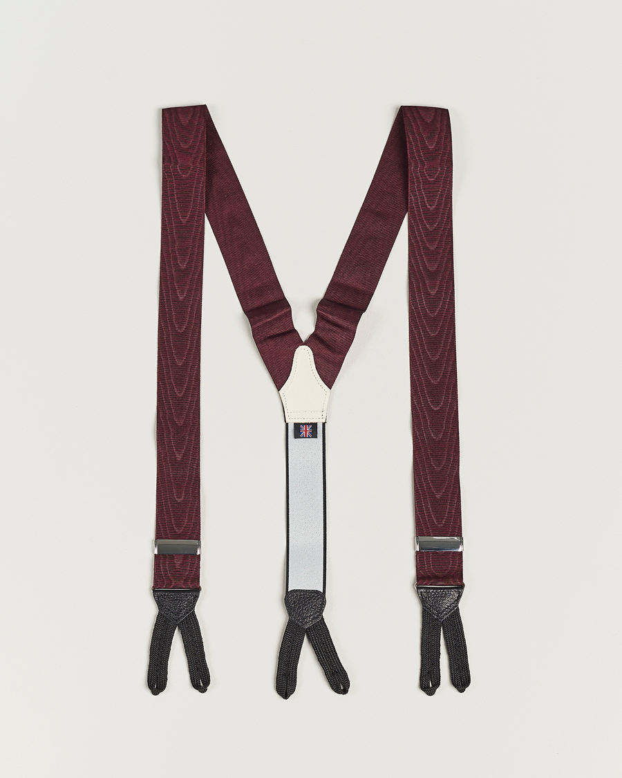 Hombres | Albert Thurston Moiré Braces 40mm Wine | Albert Thurston | Moiré Braces 40mm Wine